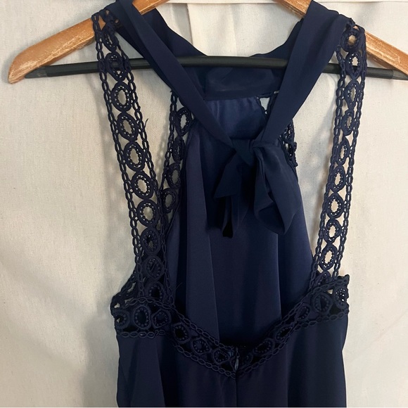 Lulus Any Sway, Shape, or Form Navy Blue Lace Halter Dress Medium - Picture 10 of 12